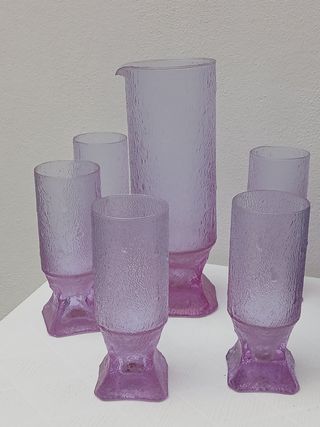 Caraffa e bicchieri vintage Murano viola