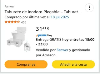 Taburete Inodoro Plegable Blanco, adultos y niños.
