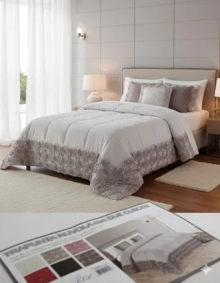 Trapunta 1 posto beige/bianco