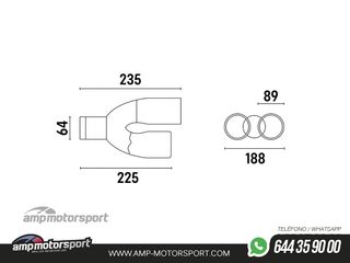 COLA DE ESCAPE INOX DE DOBLE SALIDA REDONDA 89MM - DERECHA