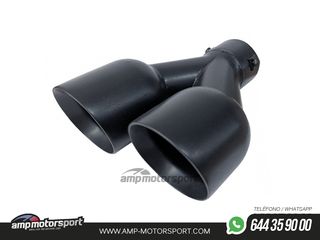 COLA DE ESCAPE INOX DE DOBLE SALIDA REDONDA 89MM NEGRO MATE - DERECHA