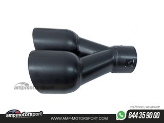 COLA DE ESCAPE INOX DE DOBLE SALIDA REDONDA 89MM NEGRO MATE - DERECHA