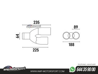 COLA DE ESCAPE INOX DE DOBLE SALIDA REDONDA 89MM NEGRO MATE - DERECHA