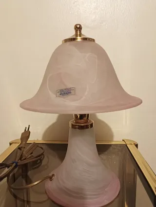 Coppia Lampade Murano Vetro e Metallo Oro Rosa