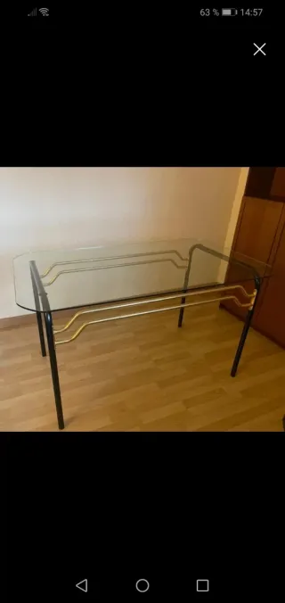 Mesa cristal y metal vintage