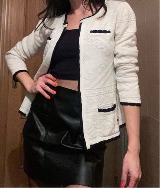 Cardigan Amichi Beige Fibras Doradas