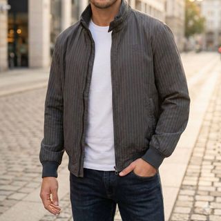 Giubbotto gessato uomo grigio