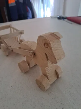 Caballo y Carreta de Madera Juguete
