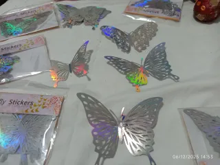 6 Paquetes Mariposas Decoración Plateadas