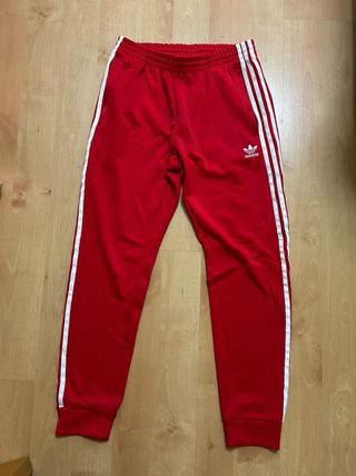 Chándal Adidas Rojo con Rayas Blancas