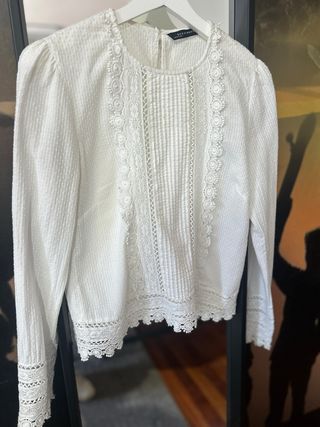 Camisa Zara plumeti blanca