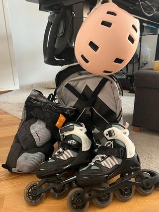 Kit Patinaje: Patines+Protecciones+Mochila