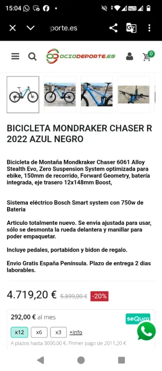 Bicicleta Eléctrica Azul