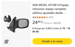 Espejo Retrovisor derecho VAN WEZEL 4310814 NUEVO