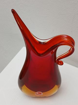 Vaso Murano vintage rosso e arancio