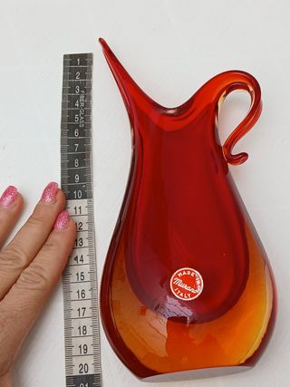 Vaso Murano vintage rosso e arancio