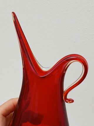 Vaso Murano vintage rosso e arancio