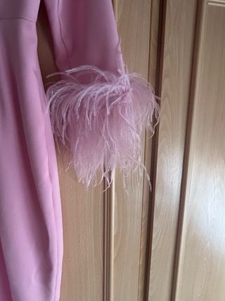 Vestido rosa con plumas