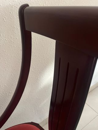 6 Sillas Caoba Tapizado Rojo