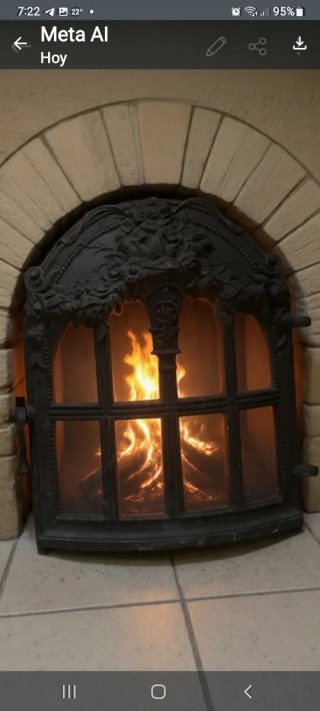 Puerta chimenea forja de hierro,con papel hinofugo