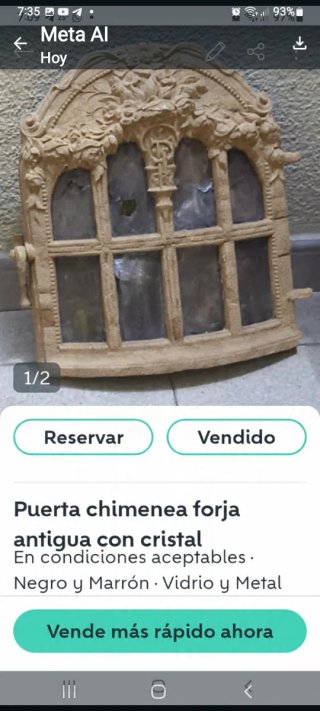 Puerta chimenea forja de hierro,con papel hinofugo