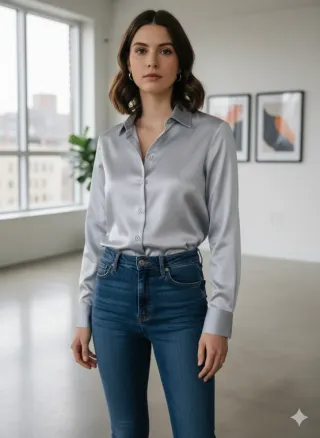 Camisa plateada elegante