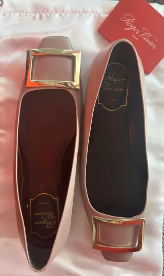 Bailarinas Roger Vivier Hebilla Dorada Rosa