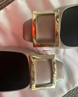 Bailarinas Roger Vivier Hebilla Dorada Rosa