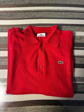 Polo Lacoste Manga Larga Rojo