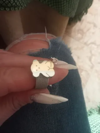 Anillo Tous Oso Plata y Blanco
