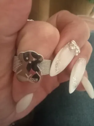 Anillo Tous Oso Plata y Blanco