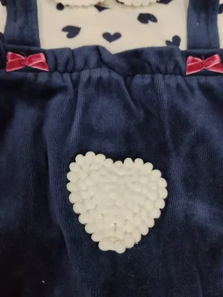 Tutina neonato velluto blu cuori della Mignolo