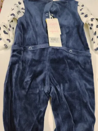 Tutina neonato velluto blu cuori della Mignolo