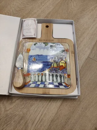 Lotto 2 set taglieri formaggio con posate