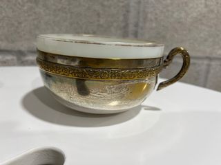 Juego 2 tazas antiguas alpaca como se ven