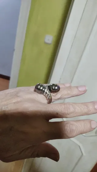 Anillo de plata con Perlas plateadas Majorica