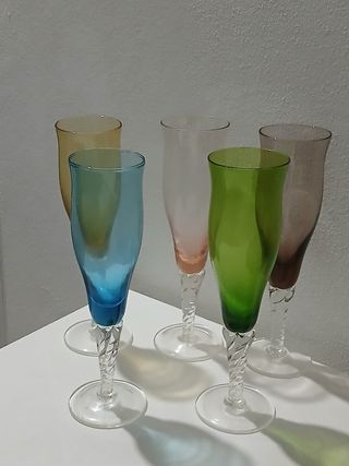 Set 5 Bicchierini Vintage Vetro Multicolore