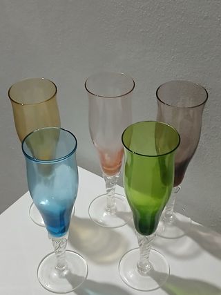 Set 5 Bicchierini Vintage Vetro Multicolore