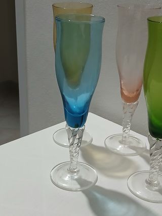 Set 5 Bicchierini Vintage Vetro Multicolore