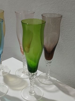 Set 5 Bicchierini Vintage Vetro Multicolore