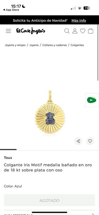 Medalla Tous Bañada en Oro