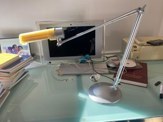 Lámpara Escritorio Diseño Vintage Plata y Amarillo