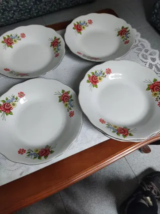 6 Platos Hondos Florales Cerámica