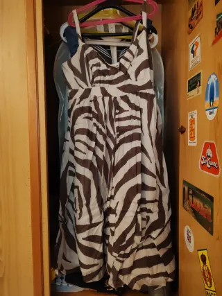 Vestido tirantes DKNYC estampado cebra T.M