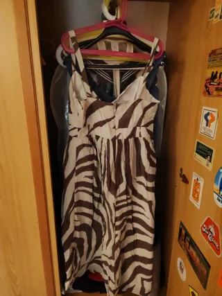 Vestido tirantes DKNYC estampado cebra T.M