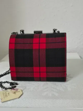 Bolso de mano Sfera cuadros rojo y negro