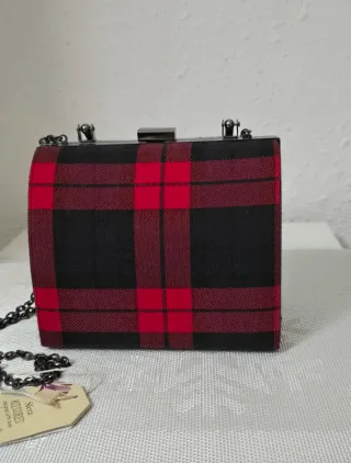 Bolso de mano Sfera cuadros rojo y negro
