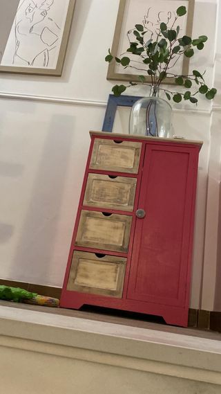 Mueble recibidor madera y cristal