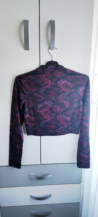 Top New Yorker dragones morado y rosa