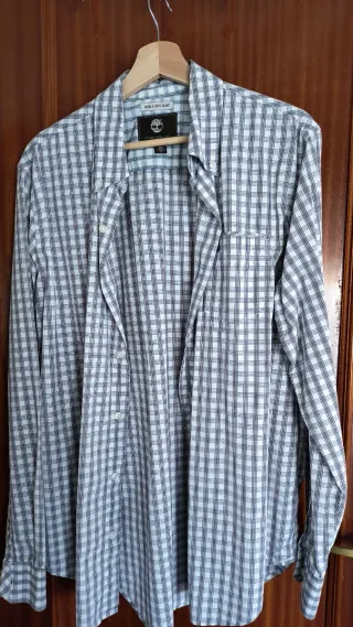 Camisa Timberland Cuadros marron,gris  y Blanca